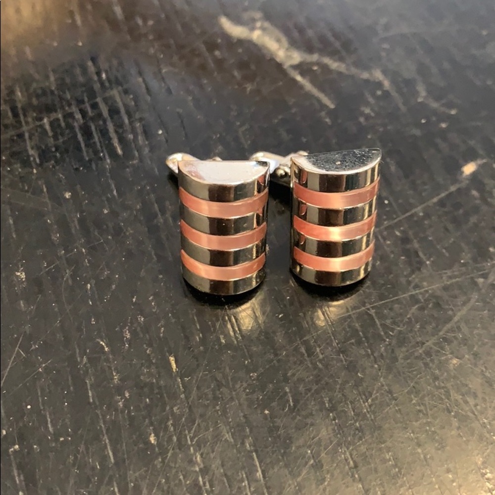 Silver and Pink Cuff Links